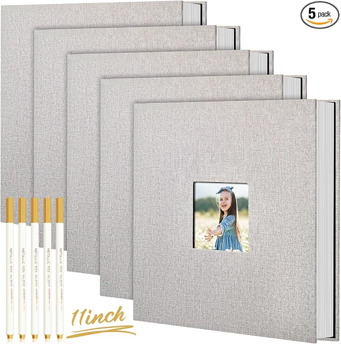 Jetec 5 Pcs 11 x 10.6 Inch Large Photo Album Self Adhesive,Light Gray by Jetec