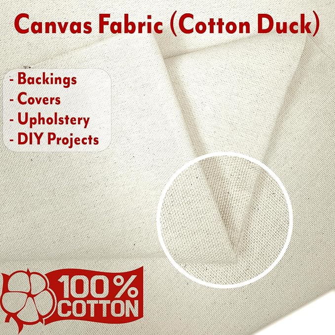 Barcelonetta | Canvas Fabric | Cotton Duck | Heavy | White 10oz | 62'' Wide | Arts & Crafts, Backings, Covers, Placemats (4 Yard) - Image 3