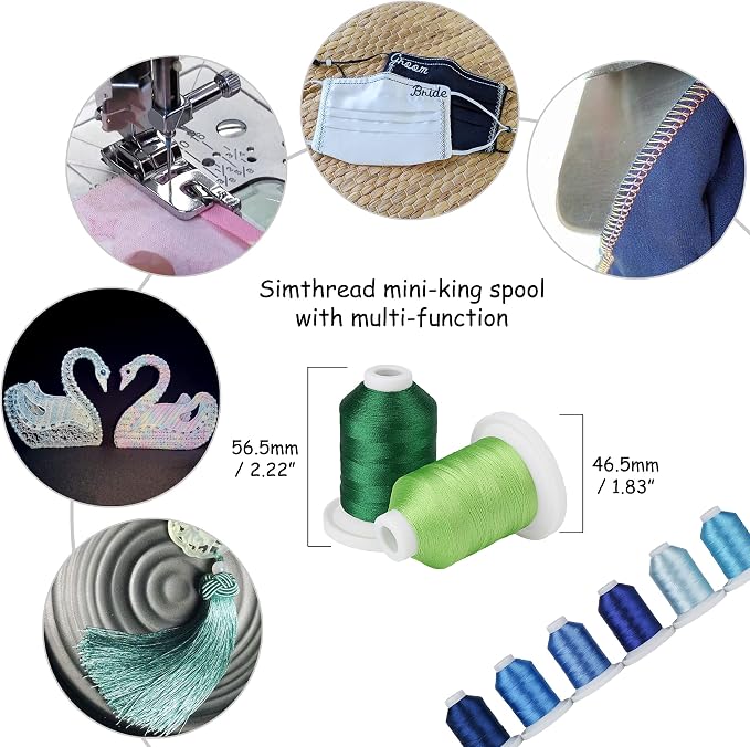 Simthread Embroidery Thread with Storage Box - 800 Yards/Spools | 9 Blue Colors for Embroidery and Sewing Machine - Image 3