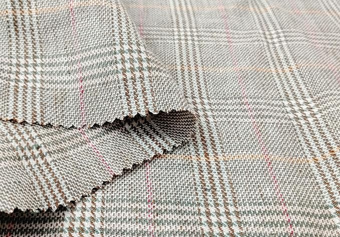 100% Linen Fabric, Délavé Vintage Yarn Dyed, Medium-Heavy Weight – 52" Wide Pre-Washed Soft for Apparel, Crafts & Home Decor | The Linen Lab (Khaki Green Glen Plaid, 3 Yard pre Cut) by TheLinenLab