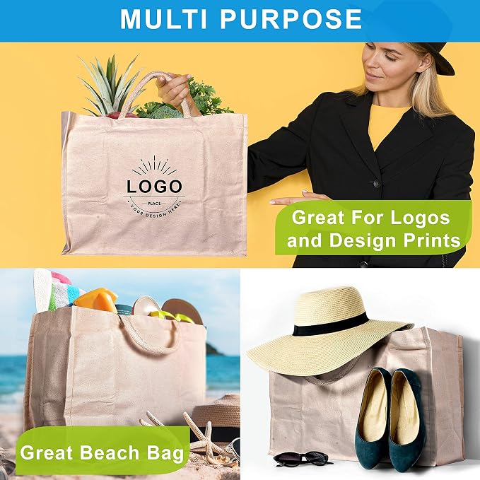 HOMELY CONNECT Large Tote Bag for Groceries, Reusable Canvas Shopping Bag with Handles, Heavy Duty Washable Market Tote - Image 8