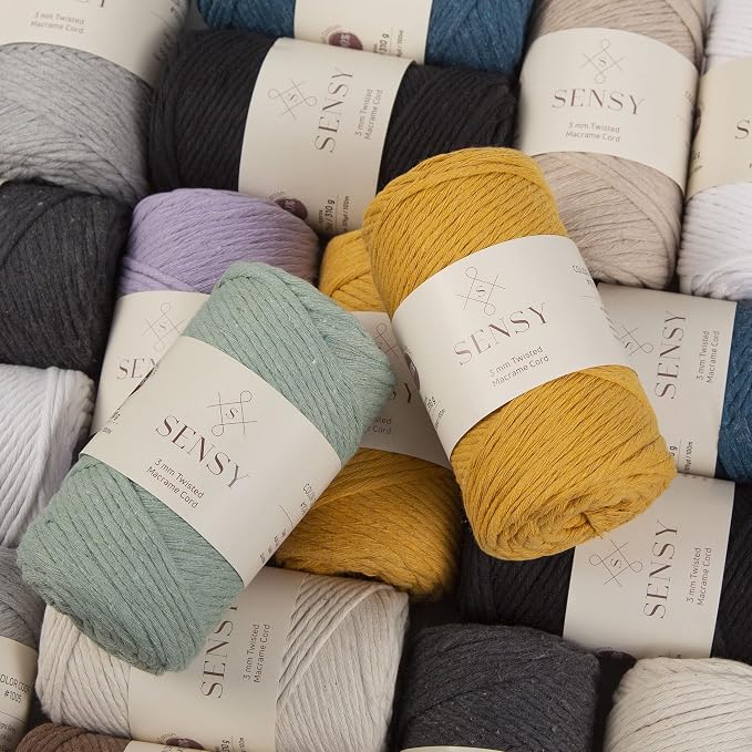 S Sensy 3mm Twisted-Vegan Recycled Cotton Macrame Cord Light Gray 109 Yards - Image 5