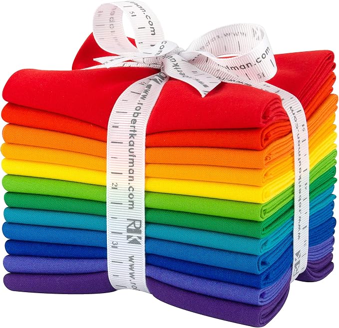 Kona Cotton Solids Bright Rainbow 12 Fat Quarters Robert Kaufman Fabrics FQ-1383-12 by Robert+Kaufman