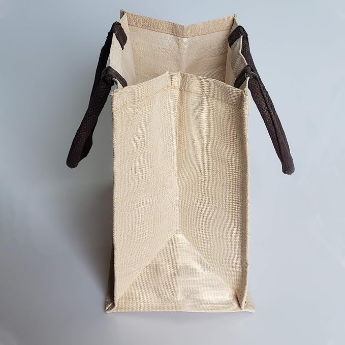 Reusable Burlap Bags Jute & Cotton Blend JuCo Totes with Laminated Interior (Pack of 6) - Image 2