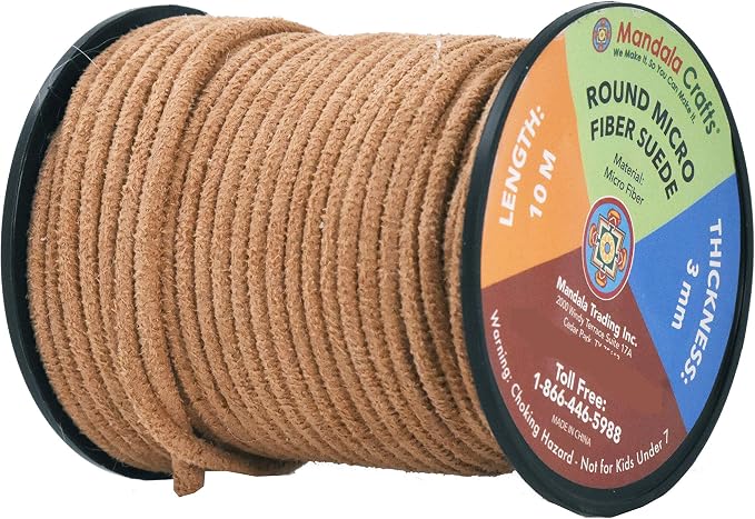 Mandala Crafts 3mm Round Rust Faux Suede Vegan Leather, Jewelry Making | 11 Yards Durable Leather Strings for Bracelets, Necklaces, Braiding, Dream Catchers, Chokers, Pendants & Lacing - Image 2