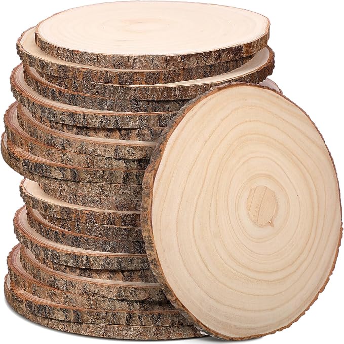 Tioncy 20 Pcs Natural Large Wood Slices for Centerpieces,12-13 Inch | Round Unfinished Wooden Slabs for Wedding, Wood Circles, Rustic Table Decor, DIY Crafts and Centerpiece Displays by Tioncy