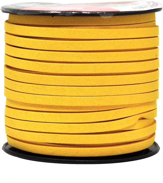 Mandala Crafts 5mm Goldenrod Faux Suede Vegan Leather, Jewelry Making | 50 Yards Durable Flat Leather Strings, Laces & Strips for Bracelets, Necklaces, Braiding, Dream Catchers Supplies & Chokers by MandalaCrafts