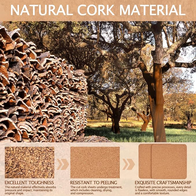 60 PCS Cork Coasters for Laser Engraving, Thick Absorbent Blank Coasters | 4 Inch Heat Resistant Coffee Table Coaster Bulk Plant Saucers Home Decor for Wood Burning, DIY Crafts, Wedding, Party, Square - Image 4