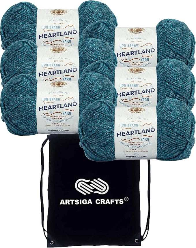Lion Brand Yarn Heartland 136-105 Glacier Bay | 6 Skeins, Same Dye Lot, Project Bag, CYC #4 Worsted, 100% Acrylic, Ideal for Crochet, Knitting Scarves, Blankets by LionBrandYarn