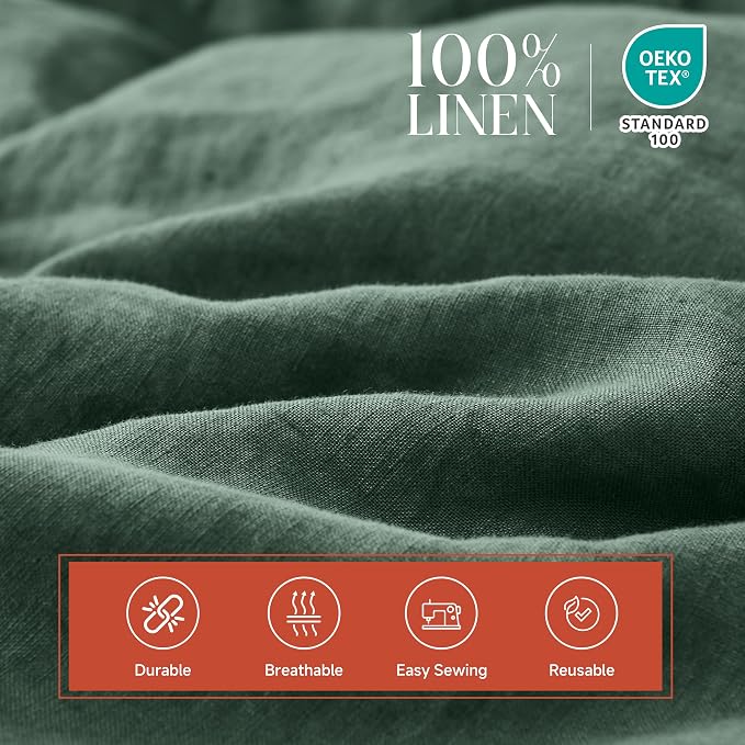 Simple&opulence 100% Linen Fabric by the Yard - 78" Wide Natural Breathable Linen Cloth for DIY, Embroidery, Sewing, Clothing, Bags, Home Decor, Crafts, and Art Canvases (Dark Green,1 Yard) - Image 3