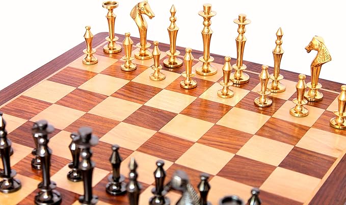 StonKraft 14" X 14" Collectible Wooden Folding Chess Game Board Set+Brass Pieces (Delivery < 7 Days)