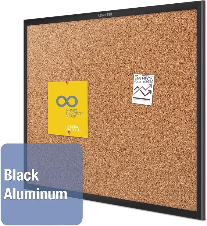 Quartet Cork Bulletin Board 60"W x 36"H Pin Board, Black Aluminum Frame (2305B) - Image 6