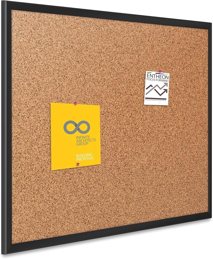 Quartet Cork Bulletin Board 72"W x 48"H Pin Board, Black Aluminum Frame (2307B) - Image 2