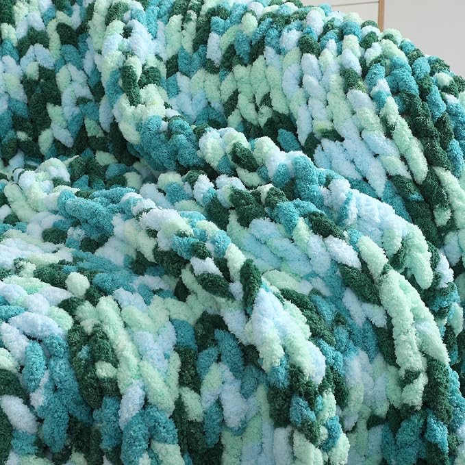 Chunky Chenille Yarn for Hand Knitting 8 Jumbo Pack Chunky Yarn for Hand Soft Blanket Knitting, Bulky Thick Fluffy Yarn for Crocheting (Sea of Clouds) - Image 3