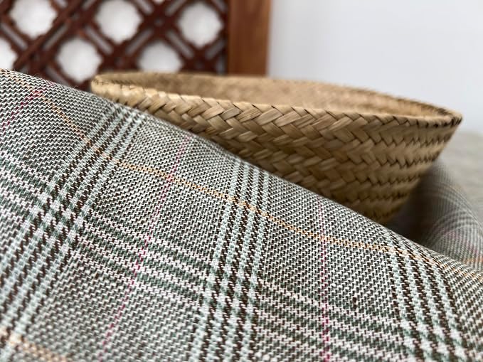 100% Linen Fabric, Délavé Vintage Yarn Dyed, Medium-Heavy Weight – 52" Wide Pre-Washed Soft for Apparel, Crafts & Home Decor | The Linen Lab (Khaki Green Glen Plaid, 3 Yard pre Cut) - Image 2