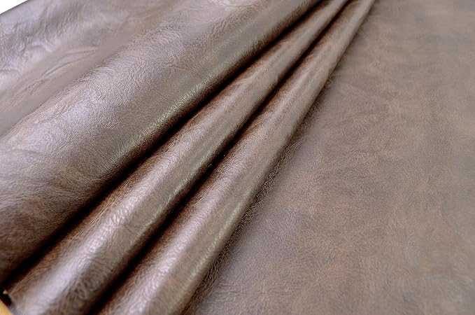 1 Yards 54" x 36" Dark Brown Faux Leather Fabric Distressed Crazy Horse Soft Fake Leather Fabric by The Yard Dark Brown Upholstery Vinyl for Sofa Bags Chairs Car Seats DIY Crafts - Image 2