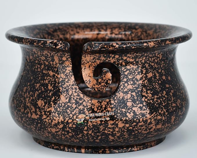 SIC Wooden Yarn Bowl for Knitting and Crochet, Golden Black Rosewood, 7 in | Hand-turned rosewood; smooth no-snag yarn slot; stable weighted base - Image 2