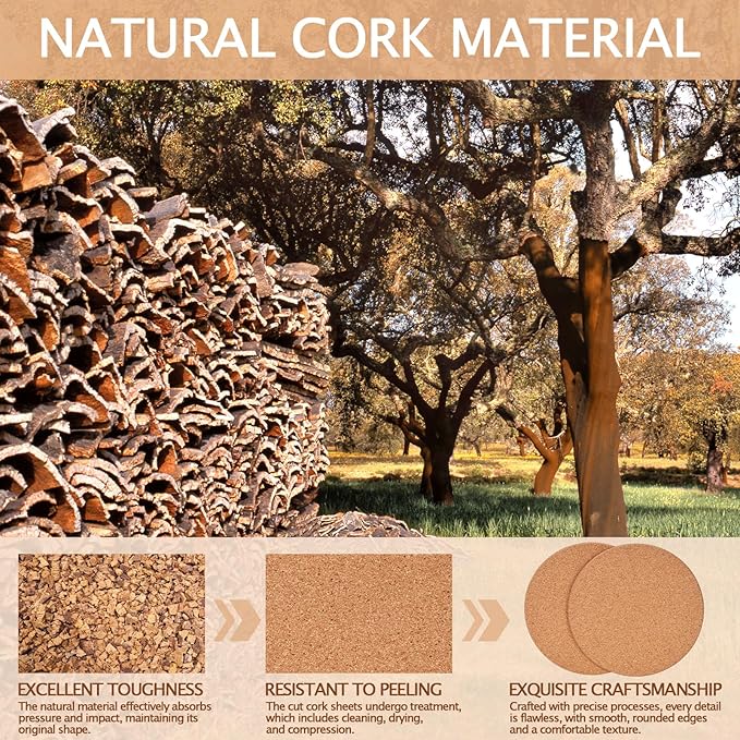 100 PCS Cork Coasters for Laser Engraving, Thick Absorbent Blank Coasters | 4 Inch Heat Resistant Coffee Table Coaster Bulk Plant Saucers Home Decor for Wood Burning, DIY Crafts, Wedding, Party, Round - Image 4