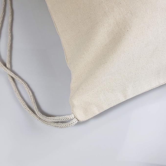 Cotton Canvas Drawstring Backpack with Zippered Front Pocket Cinch Sack Pull String Sport Bags for Gym, Hike Bags - Image 5