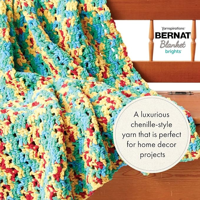 Bernat Blanket Brights Chenille Crochet Yarn, Pow Purple, 2-Pack | #6 Super Bulky Yarn, 100% Polyester, Soft Chenille Crochet Yarn for Blankets, Knitting & Crafts, 220yd, 300g/10.5oz per skein - Image 2