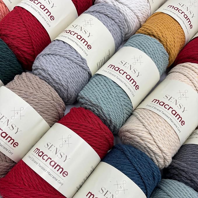 S Sensy 3mm Triple-Recycled Cotton Macrame Cord 4 Skeins, Natural 82 Yards - Image 8