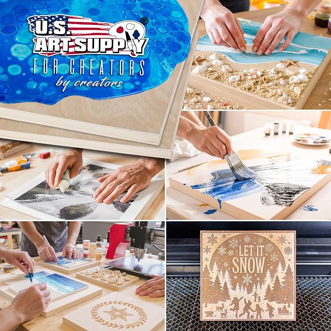 U.S. Art Supply 10" x 20" Unfinished Cradled Wood Panels for Painting, Gallery 1-1/2" Deep (2 Pack) - Artist Depth Wooden Wall Canvases - Mixed-Media Craft, Acrylic, Oil, Encaustic, Paint Pouring - Image 7