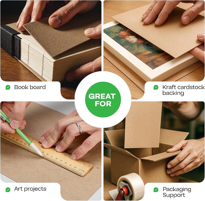 Chipboard Sheets 12" x 12", Pack of 100 - USA-Made Cardboard Sheets | for Scrapbooking, Framing - Heavy-Duty 0.022" Thickness Cardstock - Chip Board Pads for Crafts, DIY Projects by IDL Packaging - Image 5