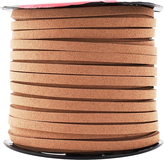 Mandala Crafts 5mm Taupe Faux Suede Vegan Leather, Jewelry Making | 50 Yards Durable Flat Leather Strings, Laces & Strips for Bracelets, Necklaces, Braiding, Dream Catchers Supplies & Chokers by MandalaCrafts