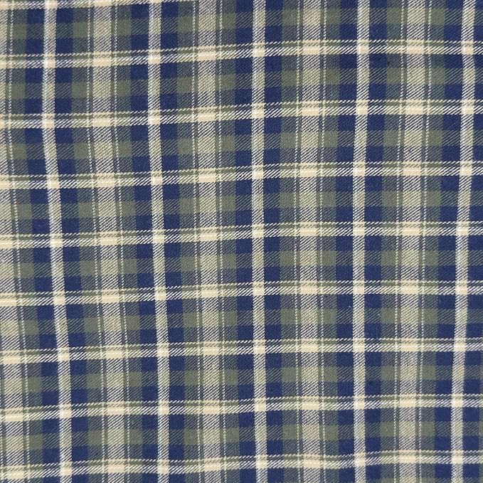 FabricLA 100% Cotton Flannel Fabric 60" Wide 180 GSM Lightweight - Super Soft Fabric for Sewing Quilts Pajamas Blankets Shirts and Crafts - Bluewood Trail Tartan Check, Style 4-1 Yard Pre Cut by FabricLA
