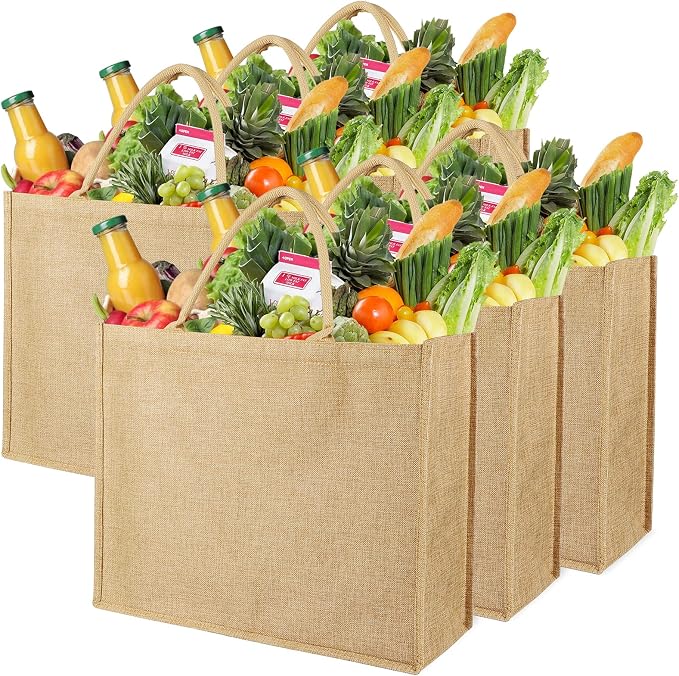 Segarty 6 Pack Grocery Bag Reusable Shopping Bag, 18.5x15x7” Large Grocery Tote Bags Foldable Bag Washable Heavy Duty Storage Bags with Reinforced Handles Lightweight Tote Bulk for Groceries Storage by Segarty