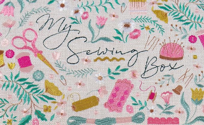 Hobby Gift Medium Sewing Box Organiser | Fabric Covered Storage Box, Handle, Internal Tray, Pin Cushion and Pocket, For Sewing, Quilting and Knitting Supplies - Image 7