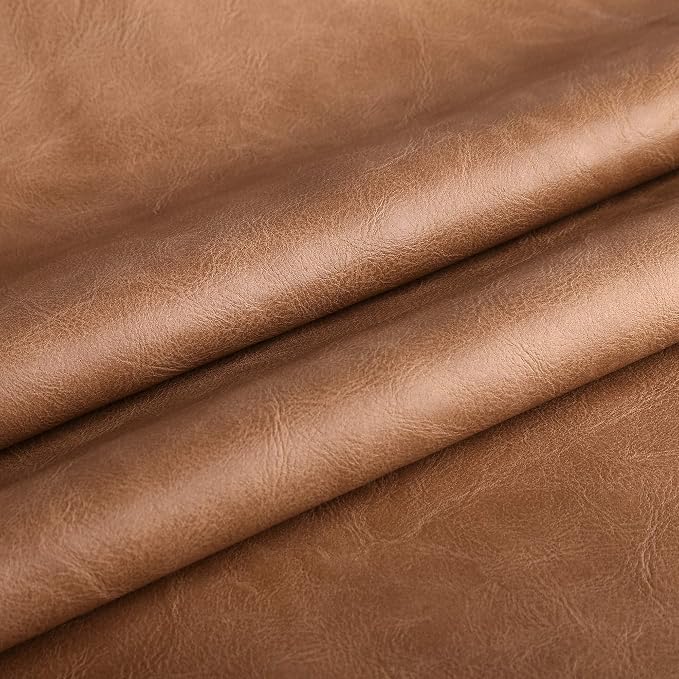 Premium Faux Leather Upholstery Fabric 1.2mm Thickness，Waterproof Upholstery Leather Distressed Bark Fabric(Khaki,Pre-Cut 72"x54") - Image 3