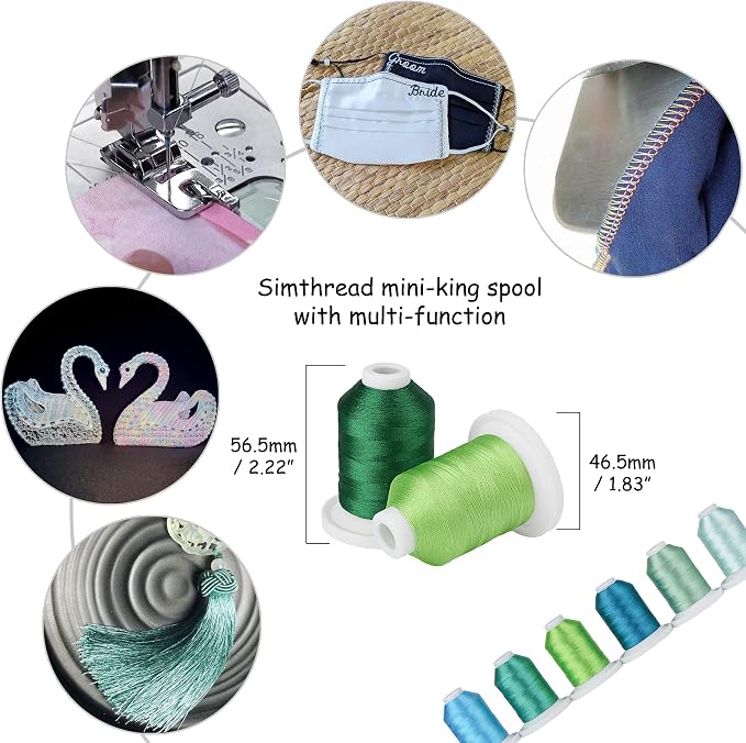 Simthread Embroidery Thread with Storage Box - 800 Yards/Spools | 9 Turquoise and Mint Green Colors for Embroidery and Sewing Machine - Image 3