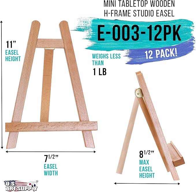 US Art Supply 10.5" Small Wooden Tabletop Easel (12 Pack) for Painting and Display Stand - A-Frame Table Top Easel, Canvas Holder - Image 2