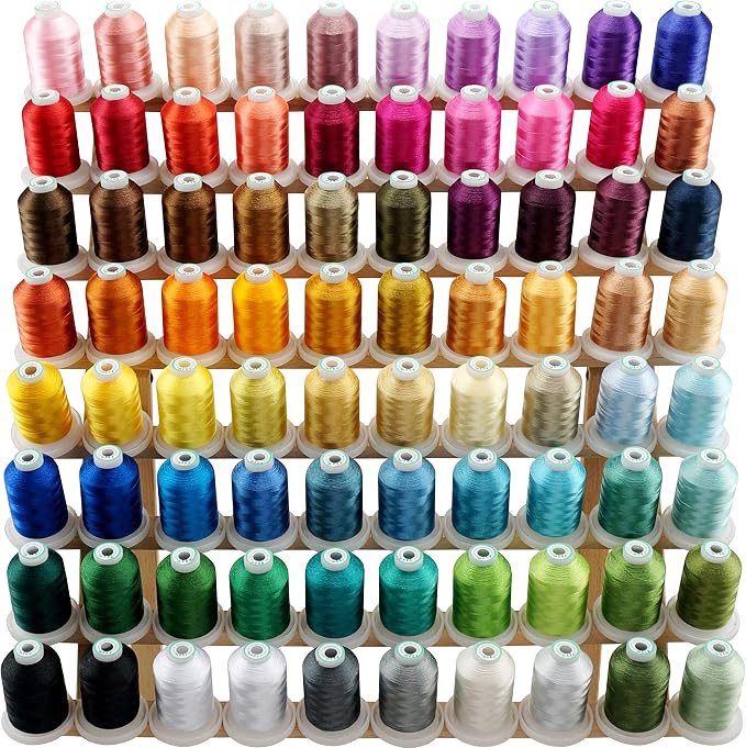 New brothread 80 Spools Polyester Embroidery Machine Thread Kit | 1000M (1100Y) Each Spool, 40 Weight, Colors Compatible with Janome and Robison-Anton Colors by Newbrothread