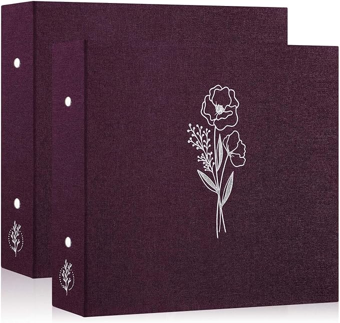 Lanpn Scrapbook Photo Album 12x12 2 Packs, Linen Cover Archival Acid Free Top Load 3 Ring Binder Folder Photo Book 12 x 12 with 30 Plastic Sleeves 60 Pages Purple by Lanpn