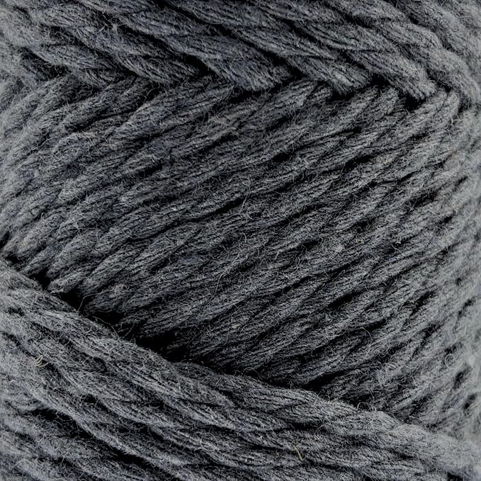 S Sensy 3mm Triple-Recycled Cotton Macrame Cord 2 Skeins Dark Gray 82 Yards - Image 2