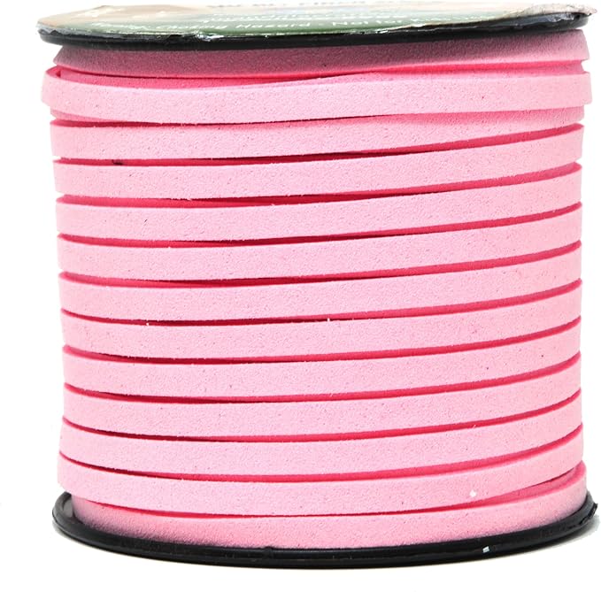 Mandala Crafts 5mm Light Pink Faux Suede Vegan Leather, Jewelry Making | 50 Yards Durable Flat Leather Strings, Laces & Strips for Bracelets, Necklaces, Braiding, Dream Catchers Supplies & Chokers by MandalaCrafts