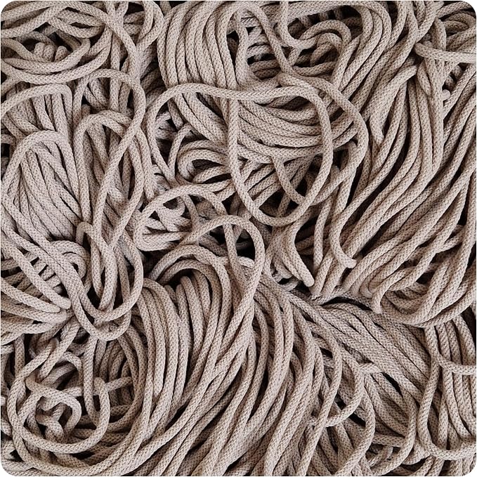 Cotton Cord in one piece 5mm 500m, 46 Colors, Macrame Cord, Macrame Yarn, Cotton Yarn, Braided Cotton Cord 5mm with core, Crochet Cord, Macrame Rope (Caramel) - Image 3