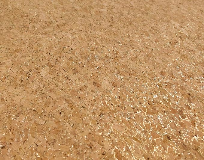 Cork Fabric Faux Leather Sheets for Sewing, Cork Vegan Leather for Earrings, Cork Material for Crafts, Hair Bow Fabric, Shoes, Bags & Purse Fabric (Gold Flecks, 4' x 4') by SewSwank