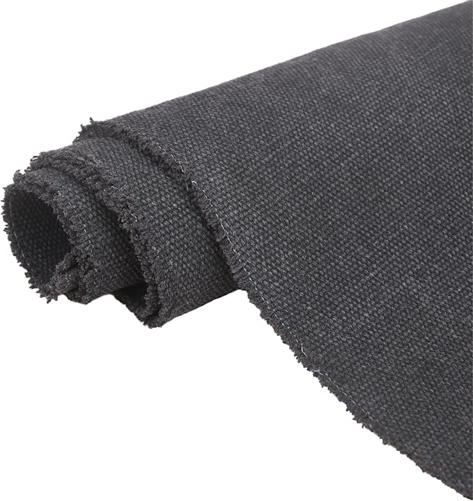 100% Cotton Canvas by The Yard, 16oz Natural Duck Fabric for DIY Upholstery, Tool Bags, Painting, Work Aprons & Crafts (Soild Washed Canvas-Black, 1.5 Yard (58" x 54")) - Image 2
