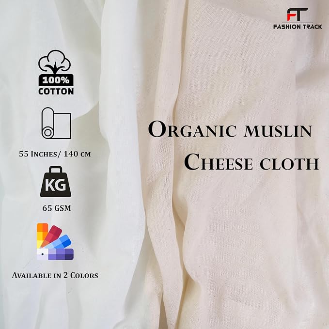 FT Cheesecloth Cotton Muslin Fabric 36" Straining Cloth (10 Yard, White) | Reusable Hemmed Grade 90 Unbleached Cotton Cheesecloth for Straining, Cold Brew Coffee, Cooking, Filtering & Kitchen Use - Image 5