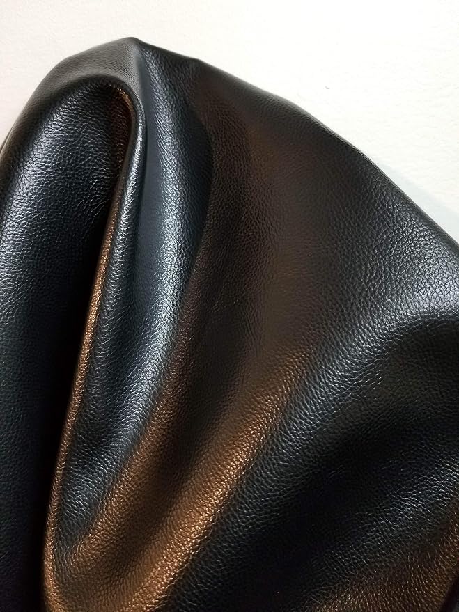 NAT Leathers Black Pebblegrain Soft Faux Leather Fabric PU (Peta Approved Vegan) Sold by The Yard Synthetic Pleather 0.9 mm Nappa Soft Smooth Upholstery (Black Pebble, by The Yard) - Image 5