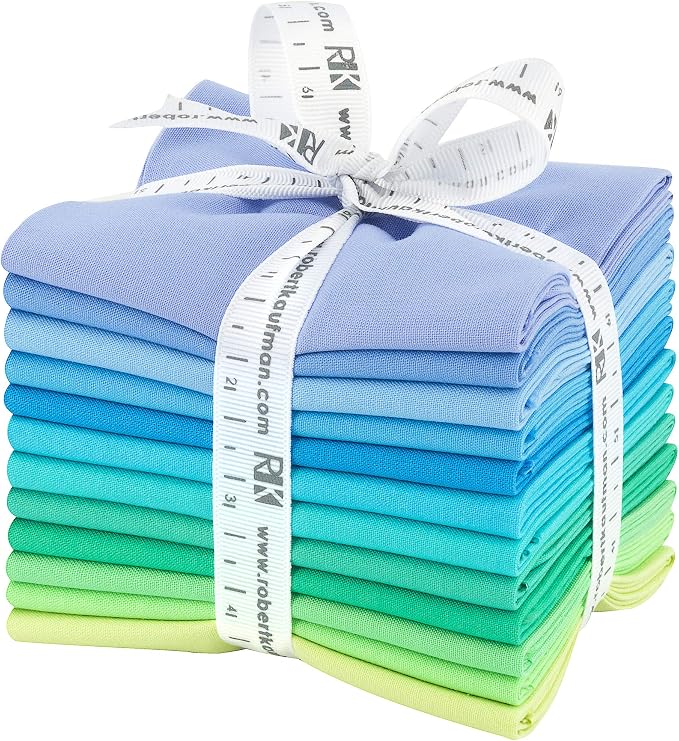 Kona Cotton Solids Mermaid Shores 12 Fat Quarters Robert Kaufman Fabrics FQ-1375-12 by Robert+Kaufman