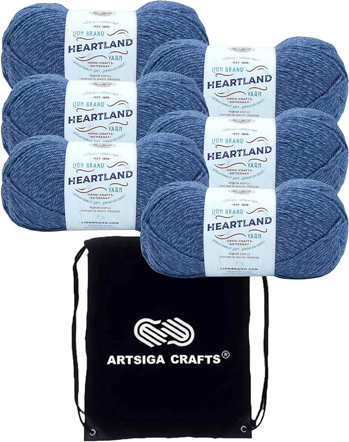 Lion Brand Yarn Heartland 136-108 Carlsbad Caverns | 6 Skeins, Same Dye Lot, Project Bag, CYC #4 Worsted, 100% Acrylic, Ideal for Crochet, Knitting Scarves, Blankets by LionBrandYarn