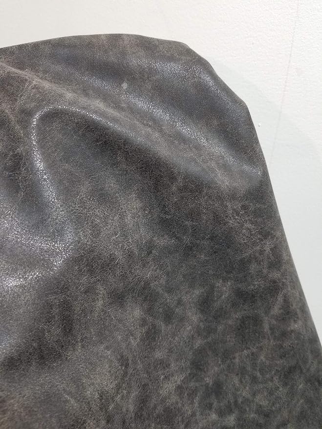 NAT Leathers | Gray Crazy Horse Leather Upholstery Fabric Sold by The Yard (Peta Approved Vegan) Soft Synthetic PU Pleather 0.9mm | 10 Yards (Grey Distressed, 360"x54") - Image 3