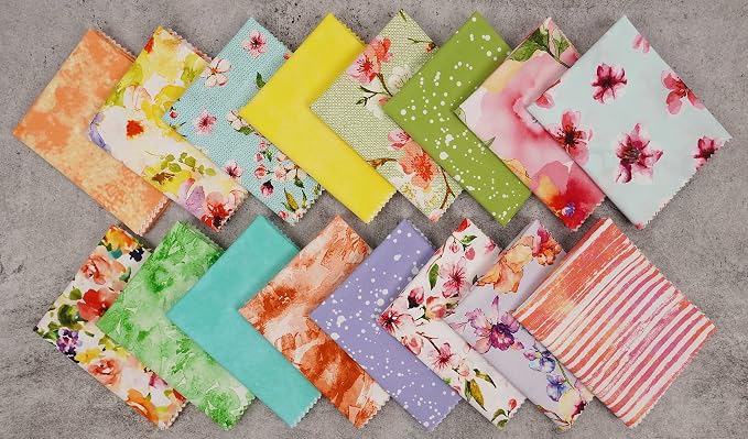Soimoi 16 Pc Fat Quarter Bundle- Watercolor Floral Print 18"x 22" DIY Patchwork- 100% Cotton Pre-Cut Quilting Fabric Multicolor - Image 3
