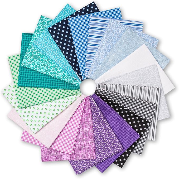 100% Cotton Fat Quarters Fabric Bundles for Sewing | 20 pieces of 18x22 inch geometric precut cotton fat quarters in the Pattern Play Tonals collection by ConnectingThreads