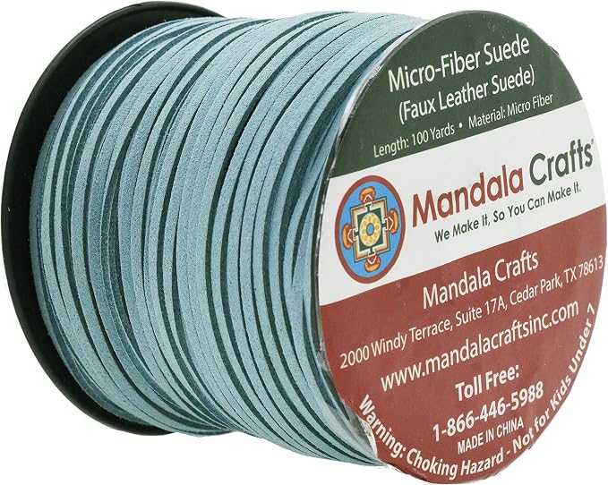 Mandala Crafts Dusty Blue Faux Suede Cord for Jewelry Making - 2.65mm 100 Yards Flat Vegan Leather Strings Laces Strips for Bracelets, Necklaces, DIY Crafts, and Dream Catchers Supplies - Image 2