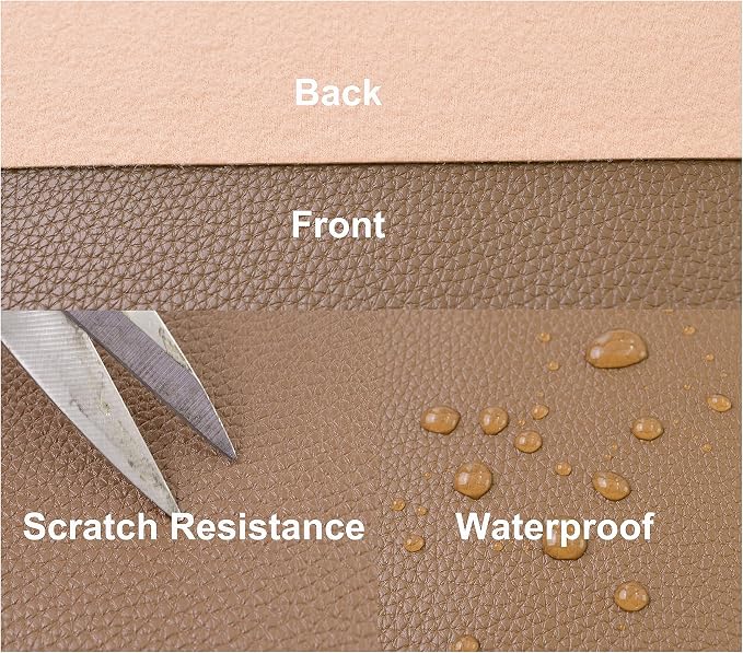 5 Yards 54" x 180" Soft Faux Leather Fabric Brown Fake Leather Fabric Upholstery Vinyl for Sofa Bags Chairs Car Seats DIY Crafts - Image 5